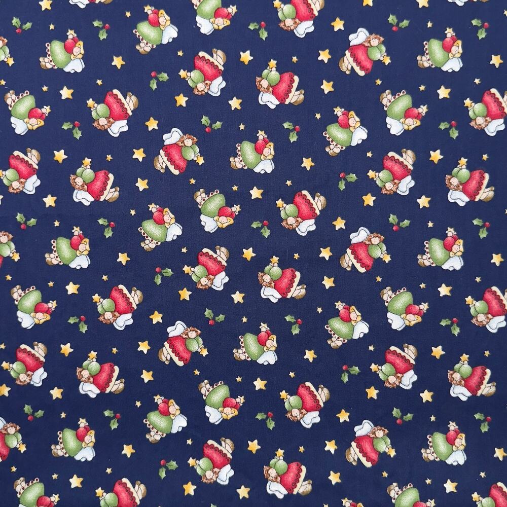 VTG Christmas Angels & Holly Fabric | Dianna Marcum | Marcus Brothers | 1/2 YD